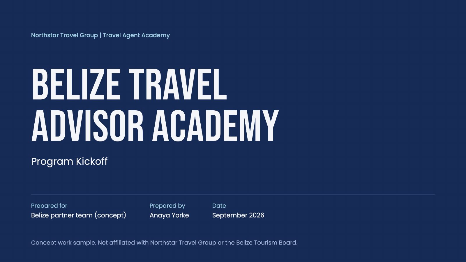 Belize Travel Advisor Academy title slide